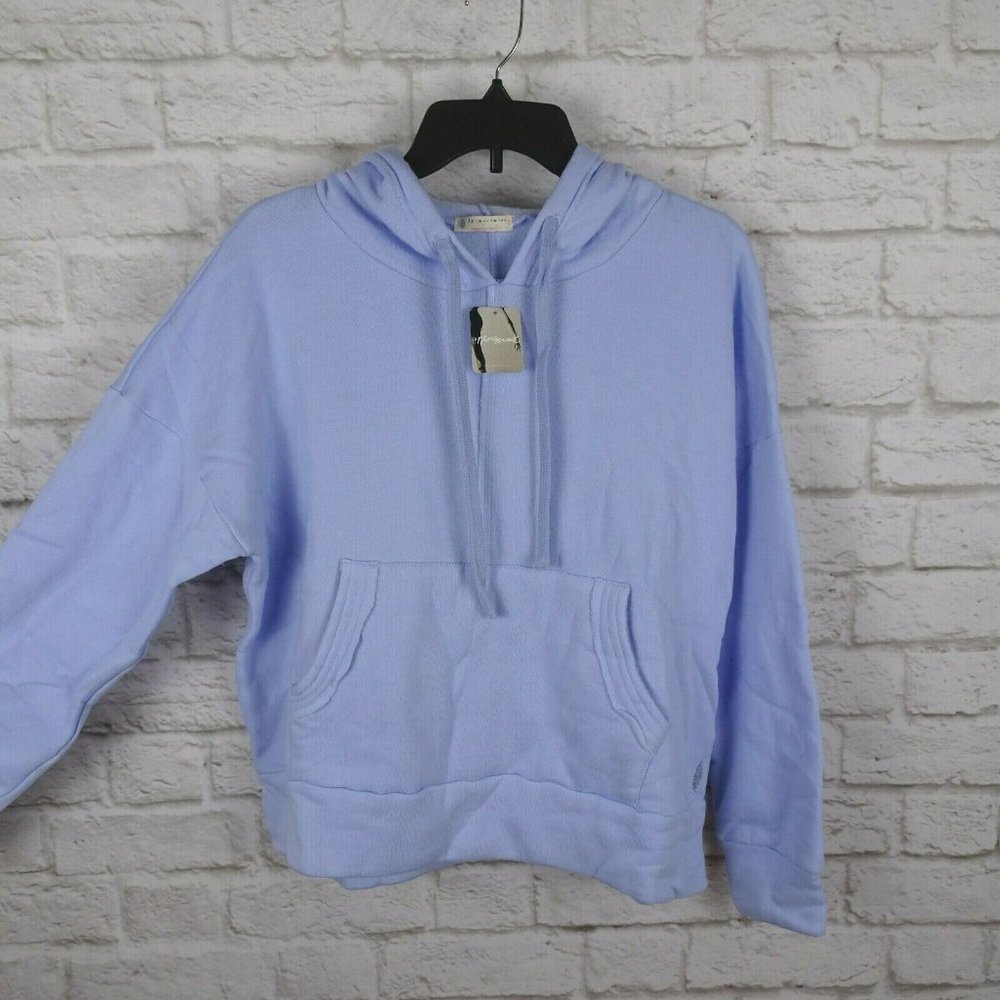 New Free People Movement Sweatshirt Work It Out Hoodie Aurora Blue Athleisure S - Picture 3 of 12